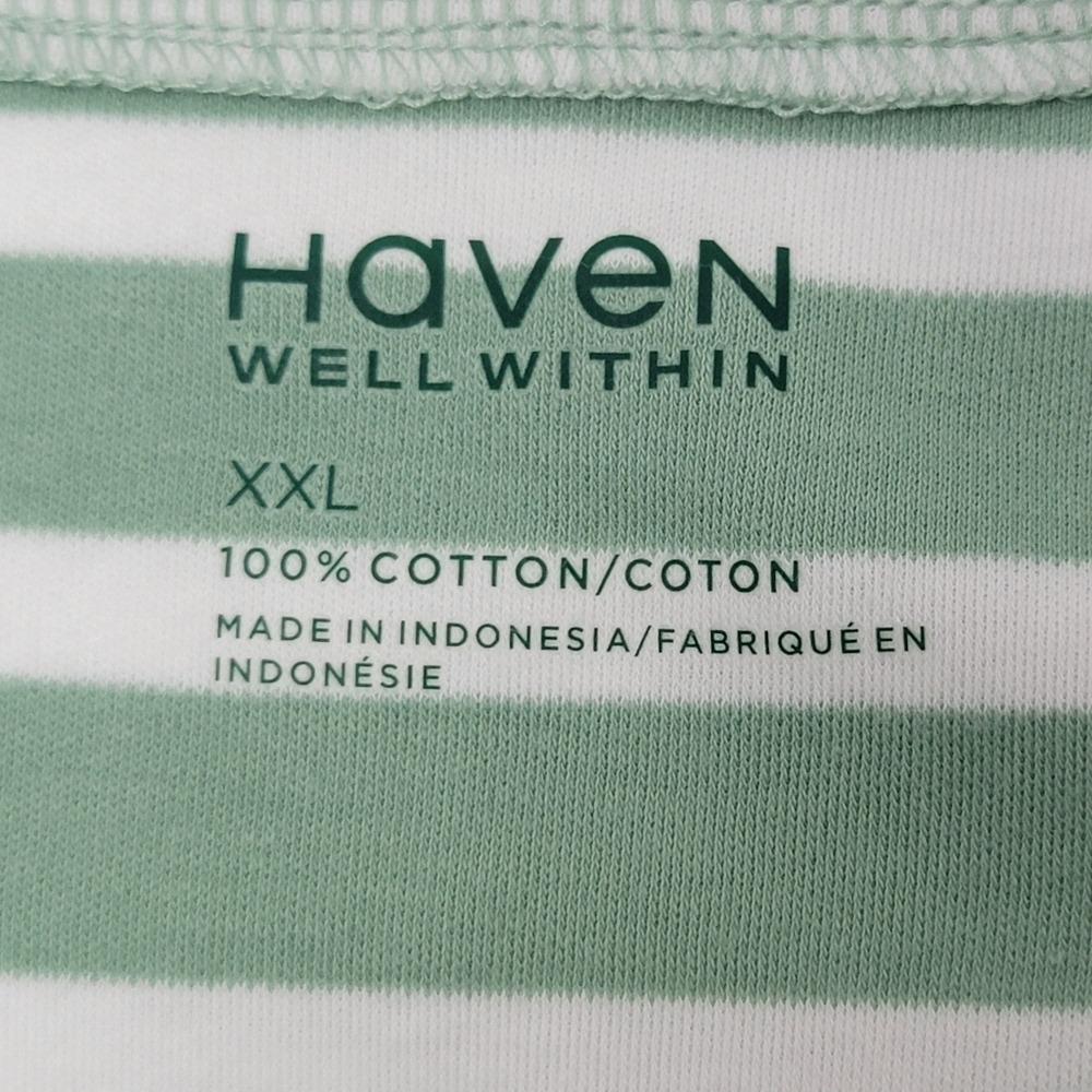 Haven Well Within NEW Womens XXL Green White Striped Coastal Jersey‎ Midi Dress - Picture 7 of 8